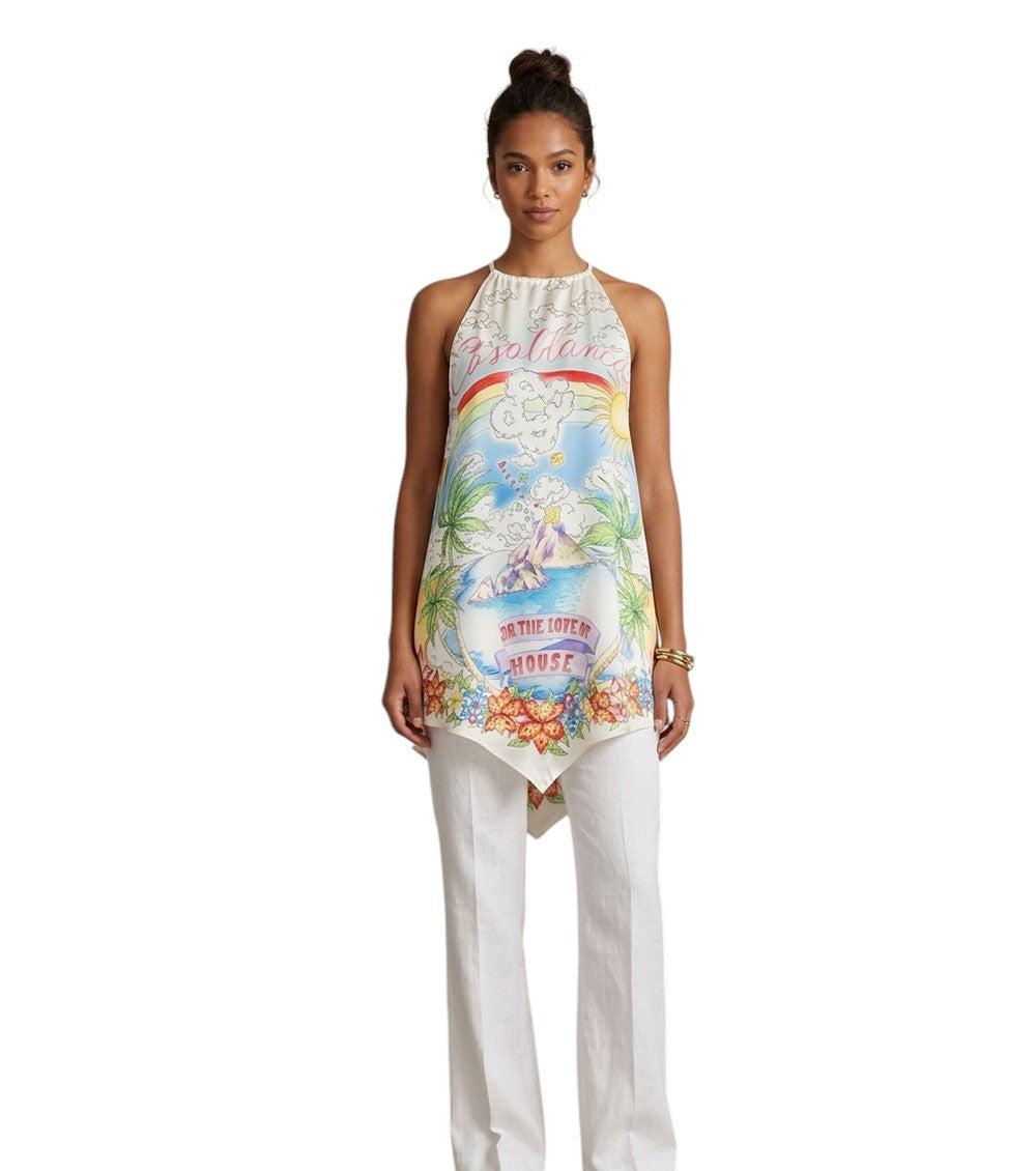 Multicolor Graphic Halter Neck Midi Dress 1