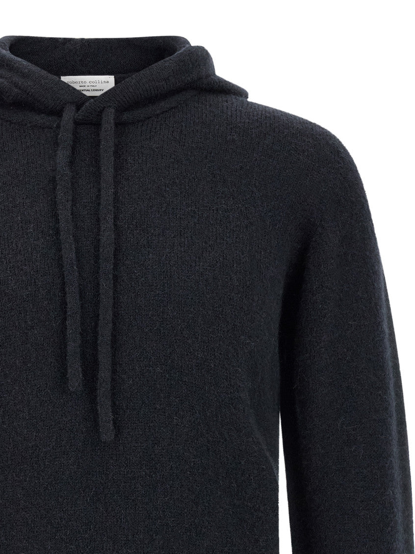 Dark Blue Wool Blend Hoodie 3