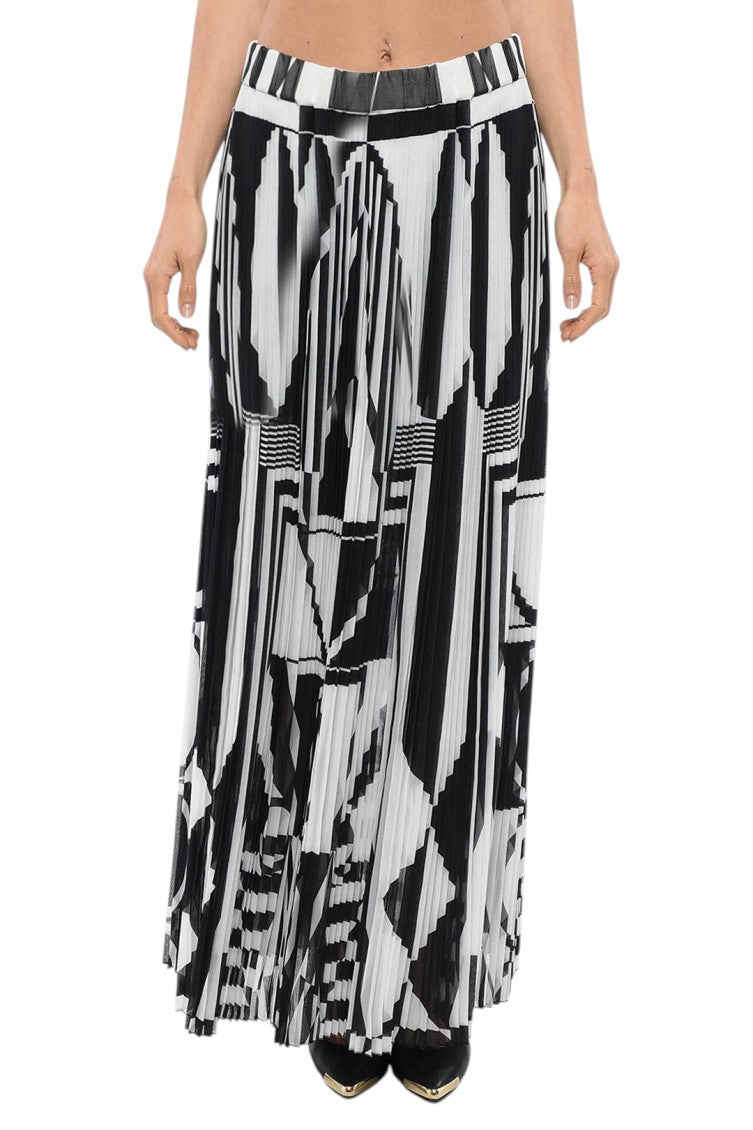 BlackWhite Geometric Maxi Skirt 1