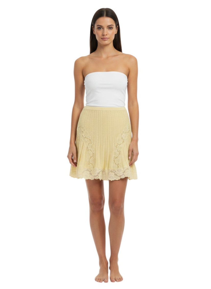 Yellow Lace Mini Skirt 2