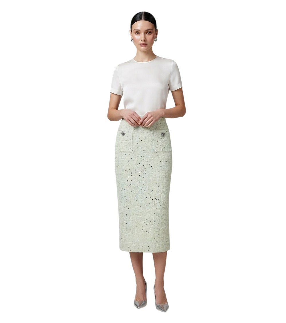 Green Embellished Midi Skirt 1