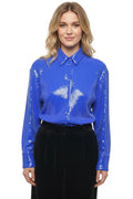 Blue Oversized Embellished Shirt 1