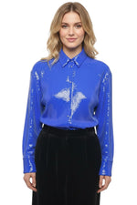 Blue Oversized Embellished Shirt 1