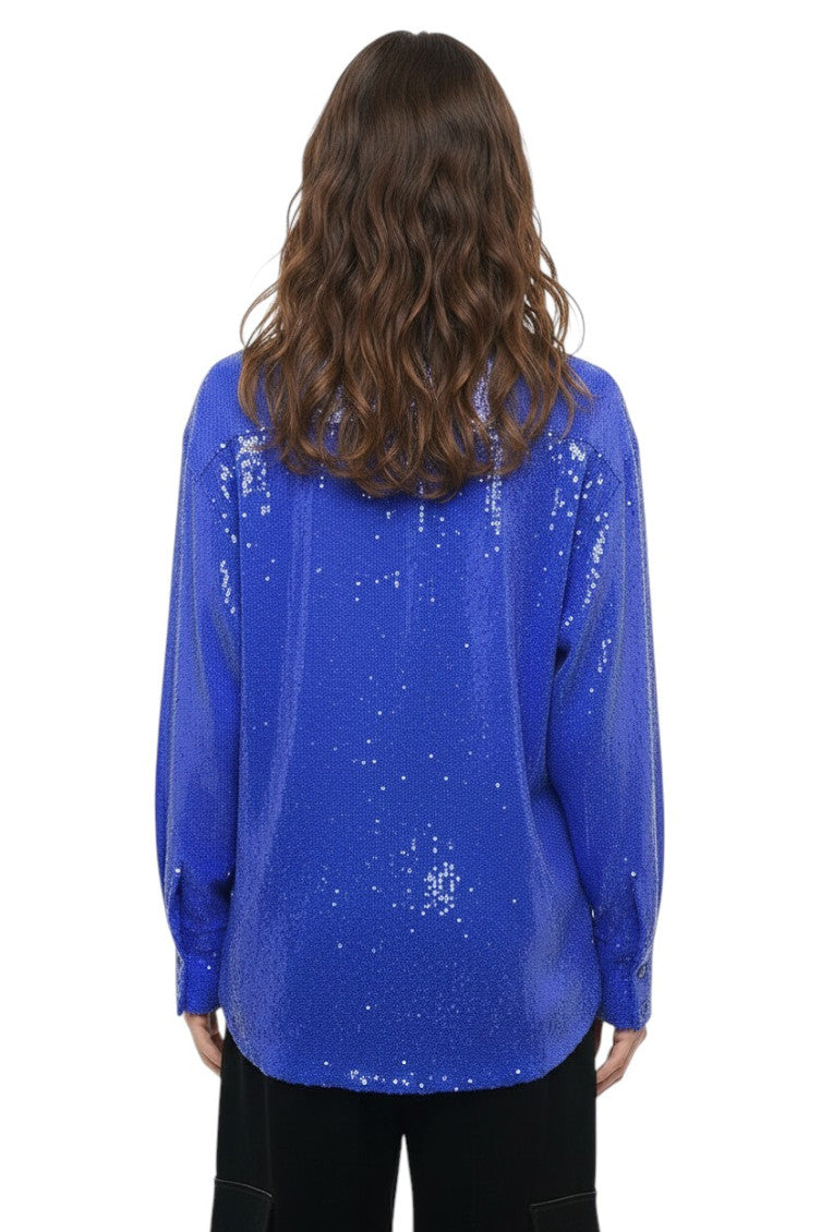 Blue Oversized Embellished Shirt 2