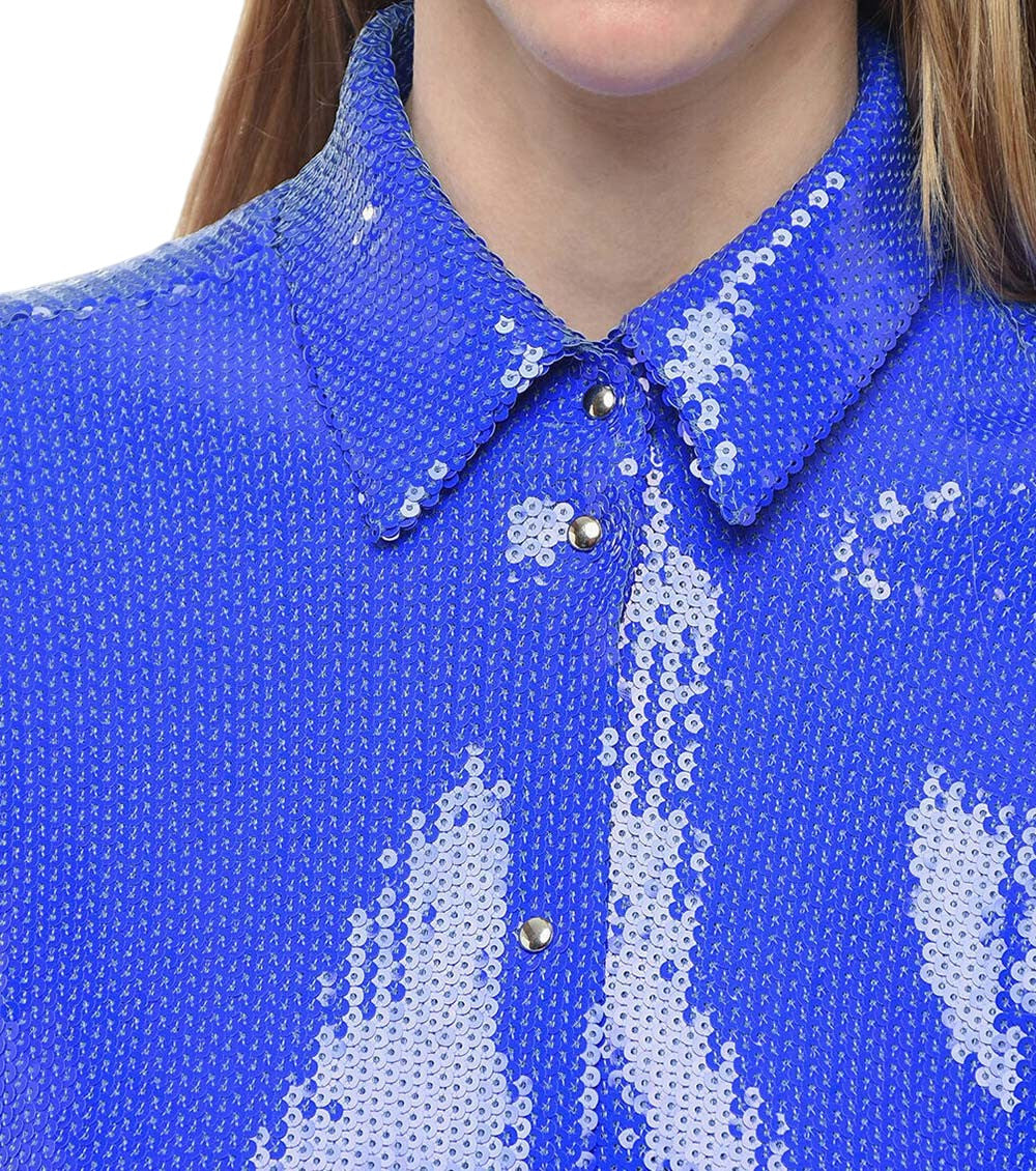 Blue Oversized Embellished Shirt 3