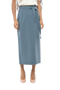 Blue Solid Midi Skirt 1
