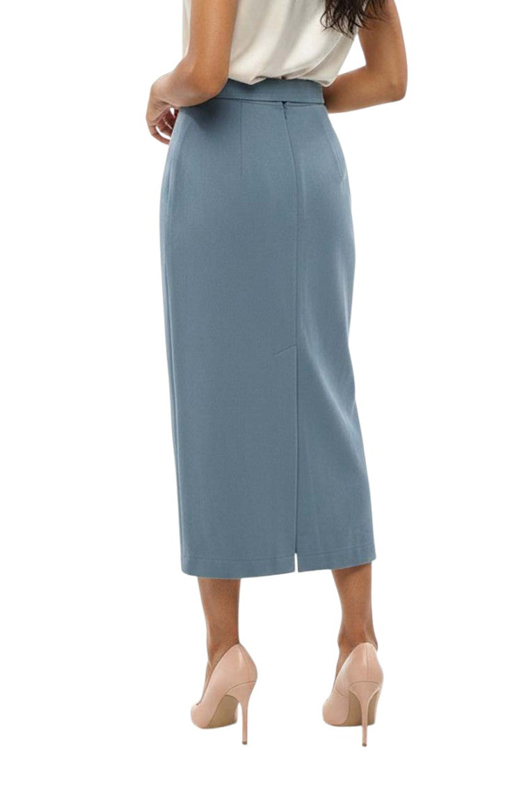 Blue Solid Midi Skirt 2