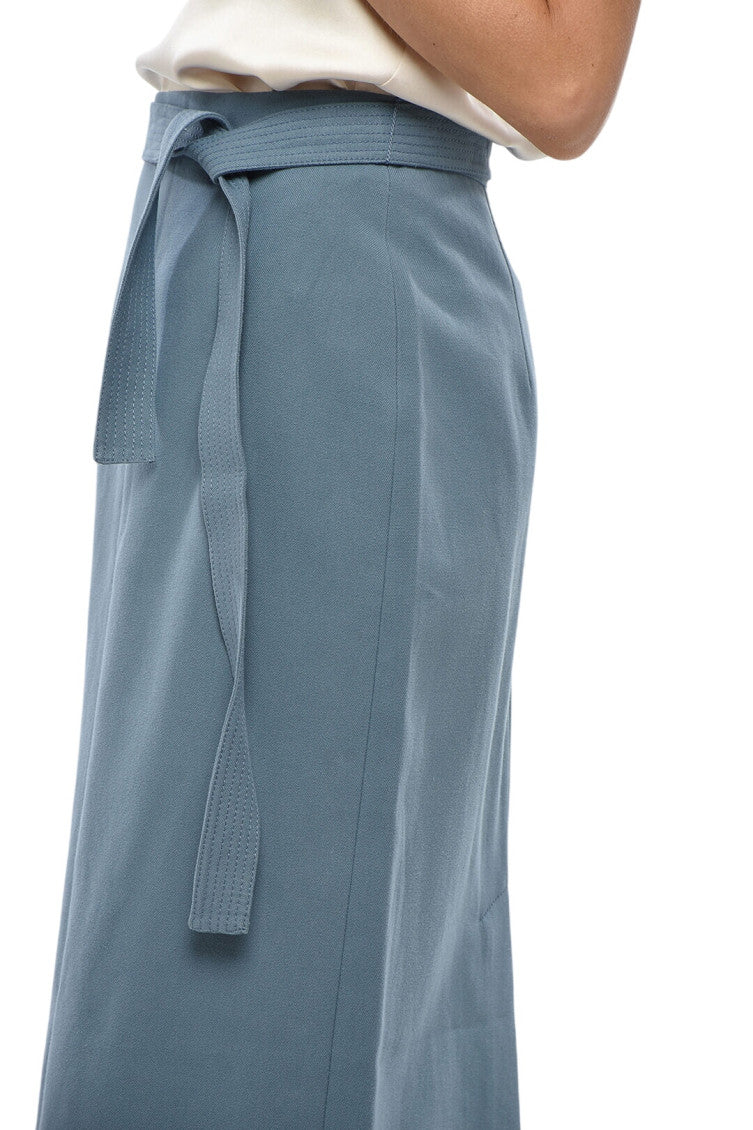 Blue Solid Midi Skirt 3
