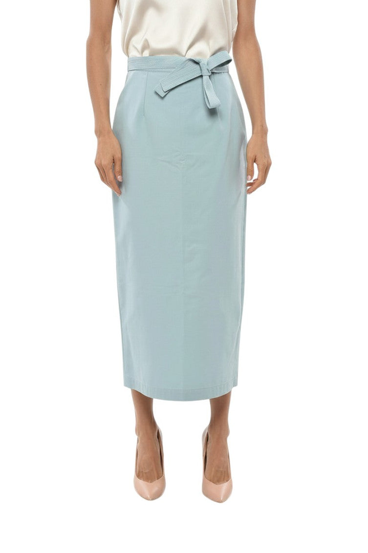 Sky Blue Solid Midi Skirt 1