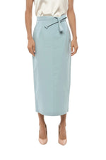 Sky Blue Solid Midi Skirt 1