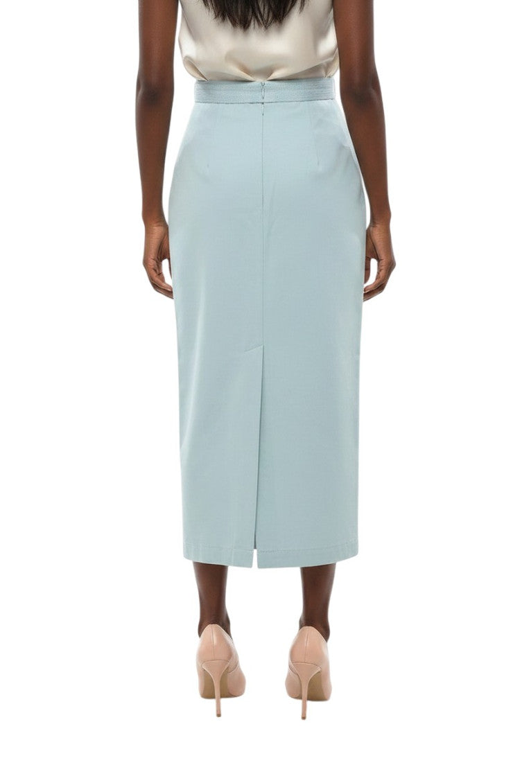 Sky Blue Solid Midi Skirt 2