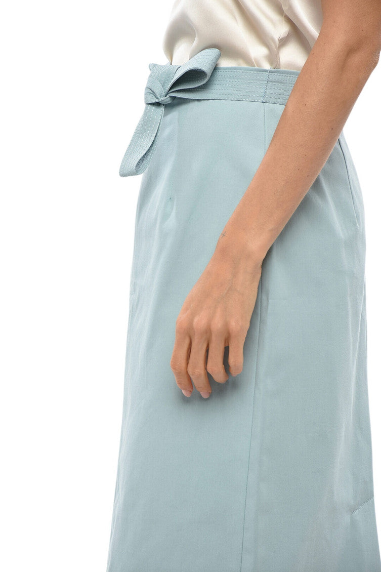 Sky Blue Solid Midi Skirt 3