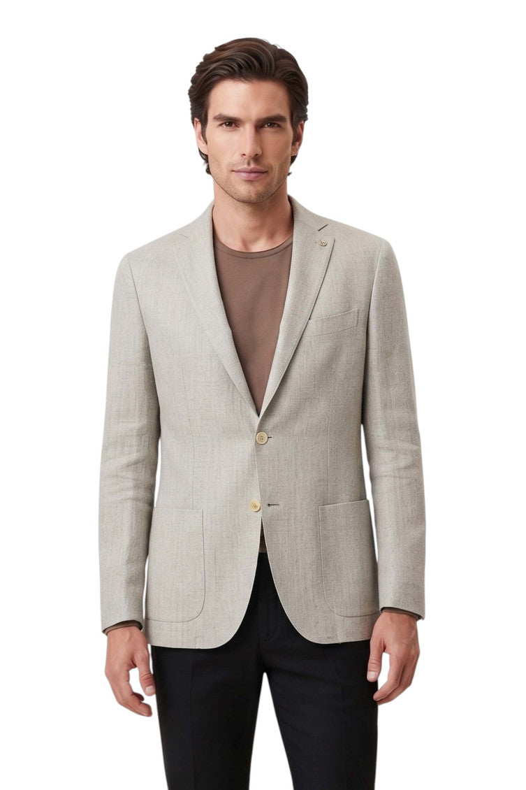 Light Beige Textured Blazer 1