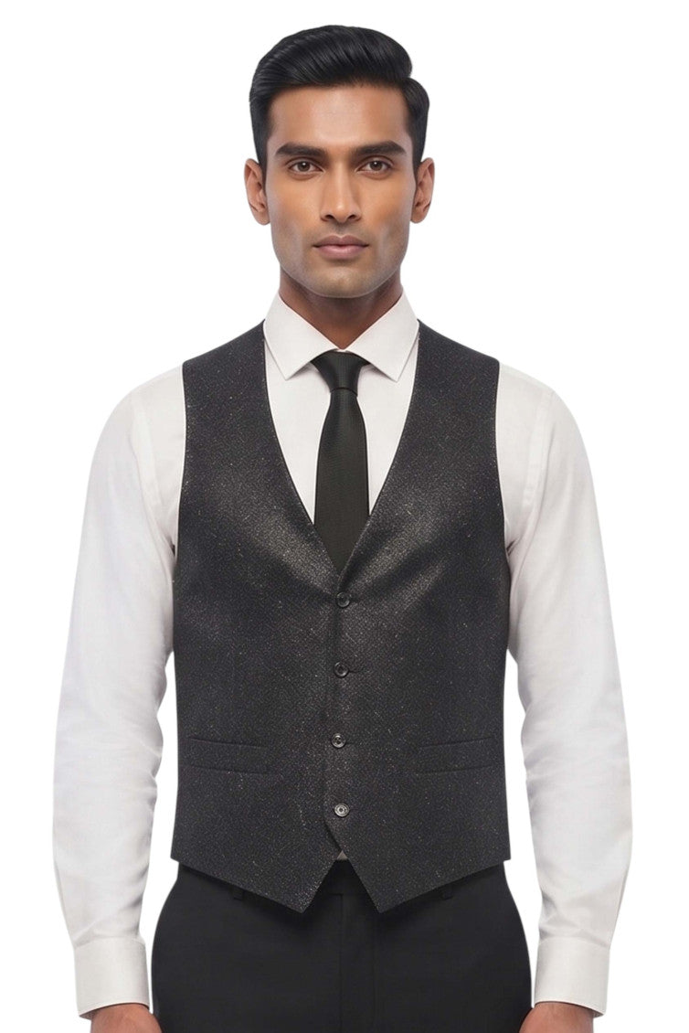 Black Textured Waistcoat 1
