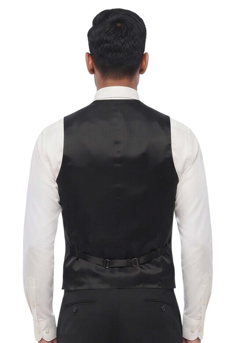 Black Textured Waistcoat 2