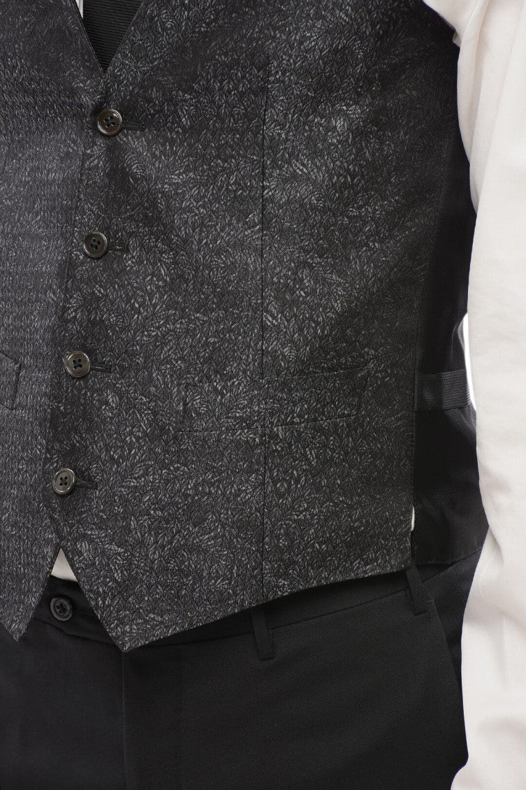 Black Textured Waistcoat 4
