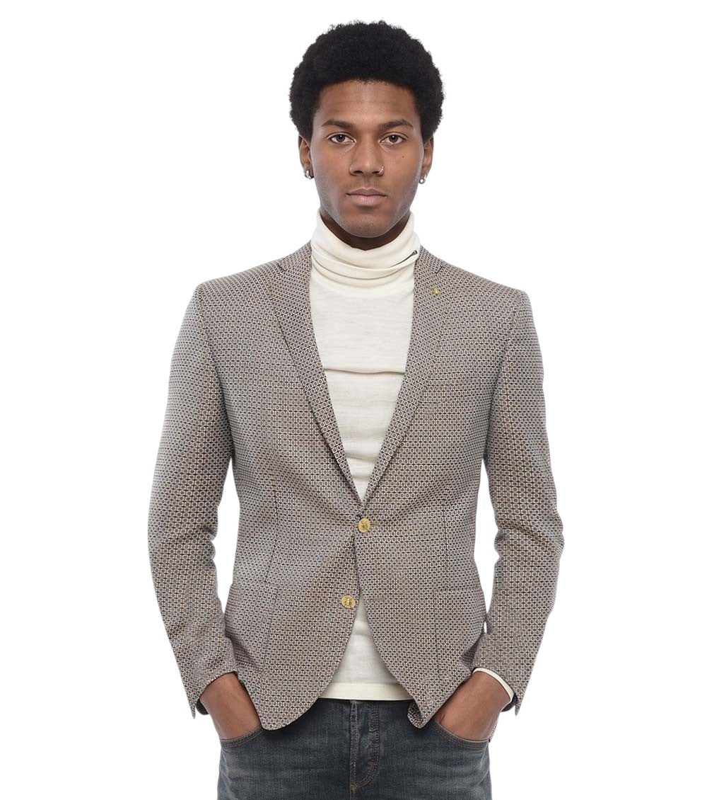 Brown Notched Lapel Blazer 1