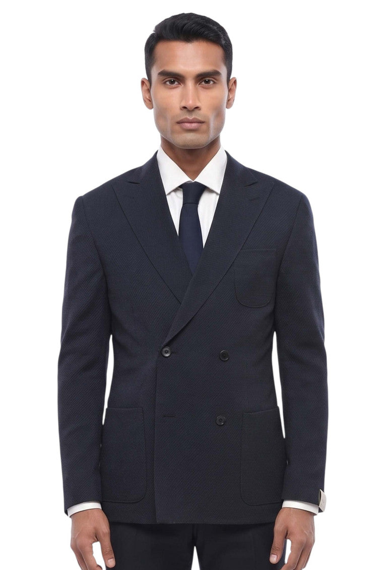 Navy Blue Peaked Lapel Blazer 1
