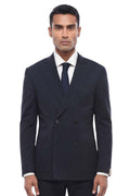 Navy Blue Peaked Lapel Blazer 1