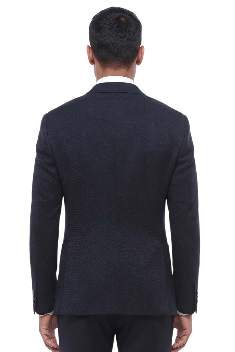 Navy Blue Peaked Lapel Blazer 2