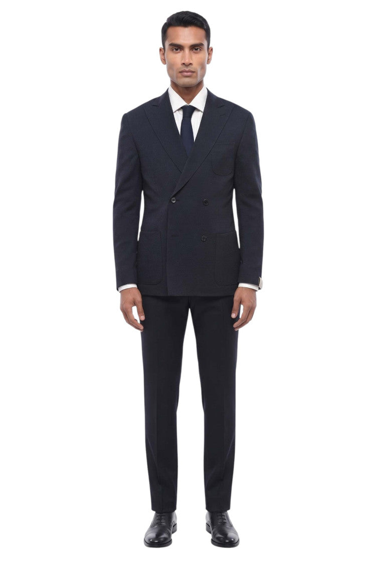 Navy Blue Peaked Lapel Blazer 3