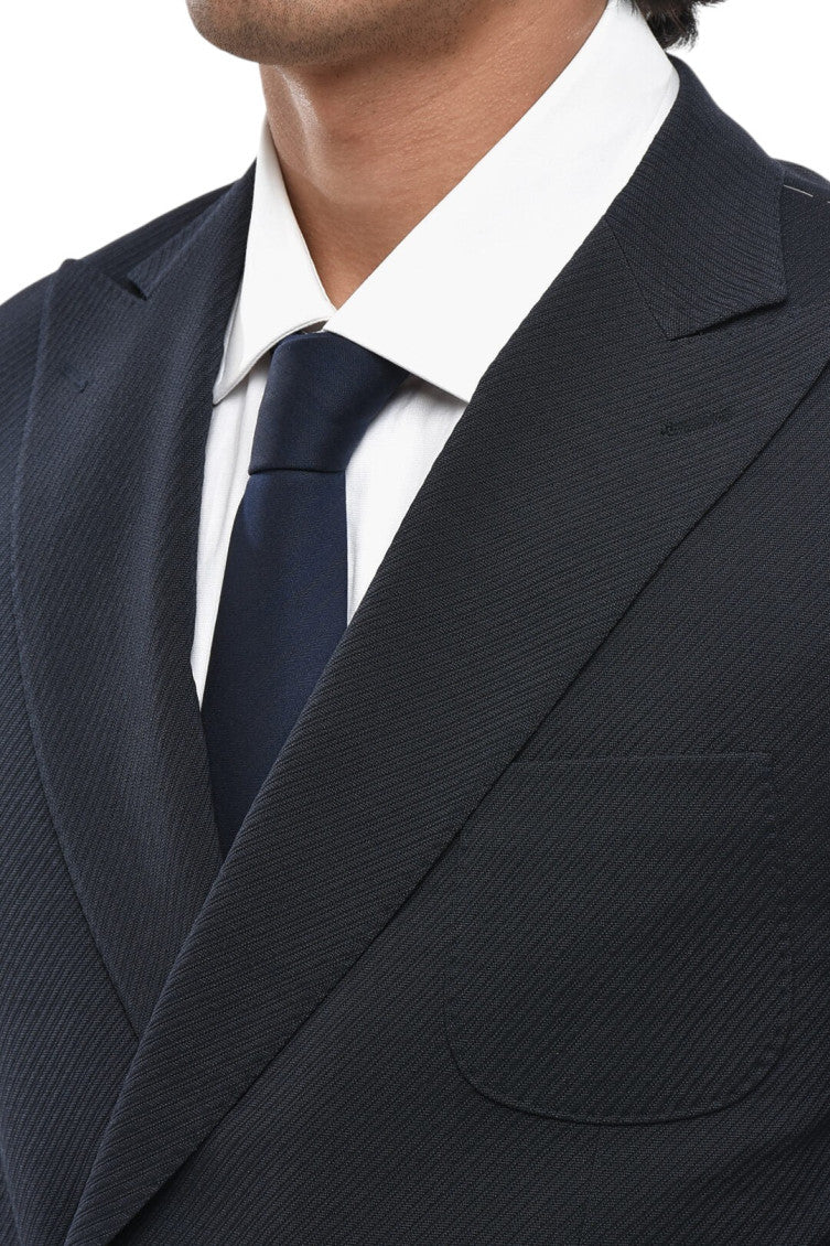 Navy Blue Peaked Lapel Blazer 4