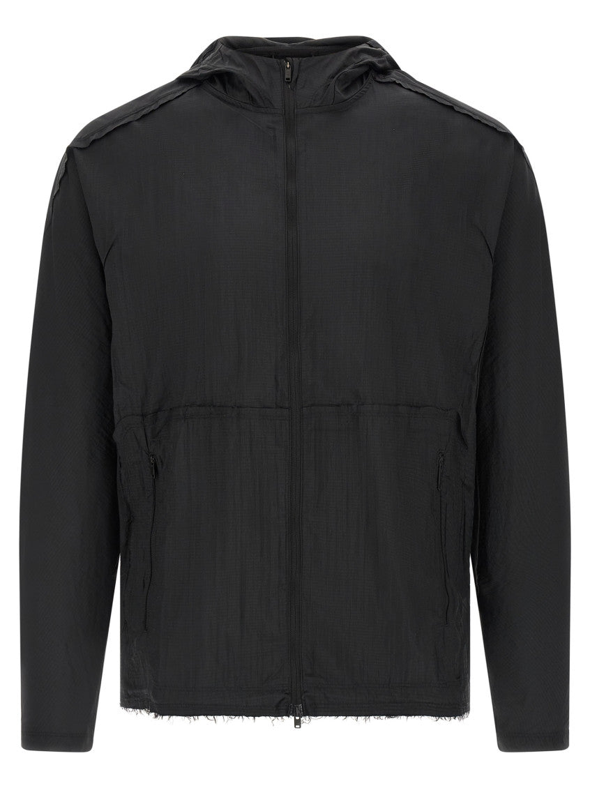 Black Textured Hood Jacket 1