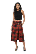 Red Checks Midi Skirt 1