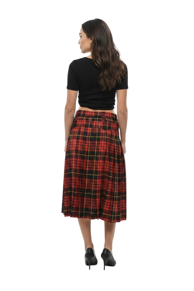 Red Checks Midi Skirt 2
