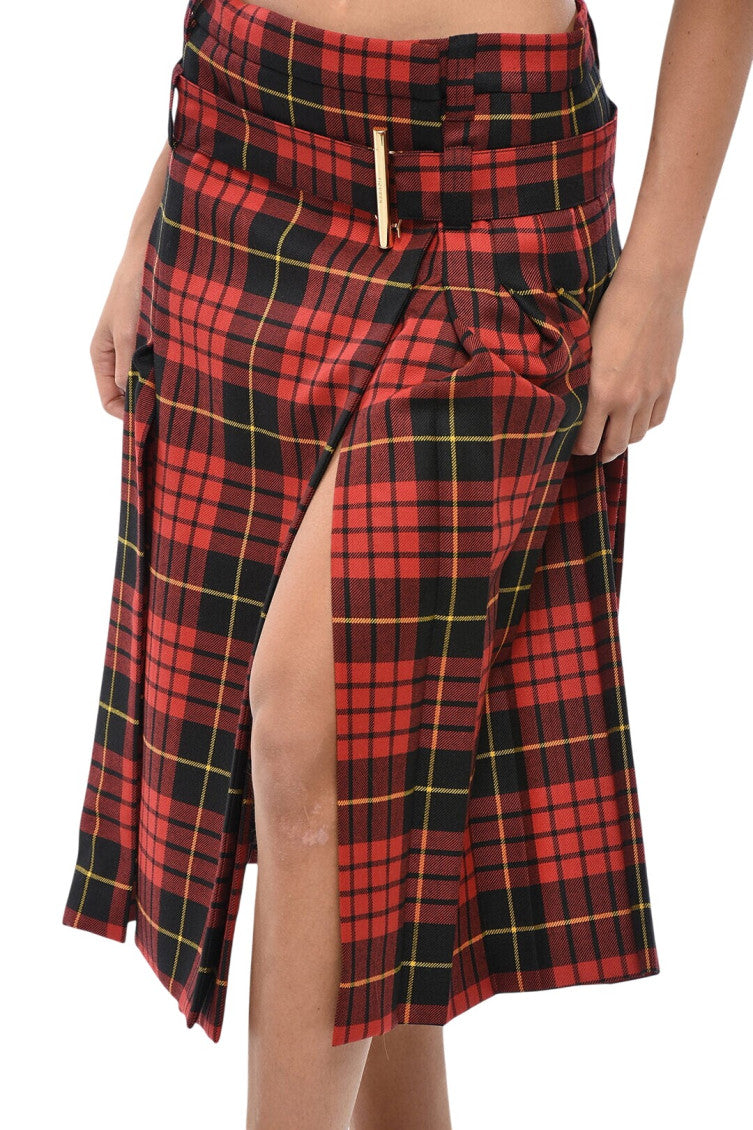 Red Checks Midi Skirt 3