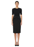 Black Solid Knee Length Skirt 1