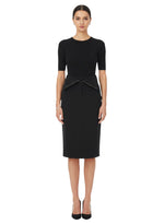 Black Solid Knee Length Skirt 1