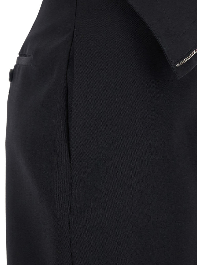 Black Solid Knee Length Skirt 3