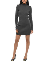 Grey Knitted Turtle Neck Mini Dress 1