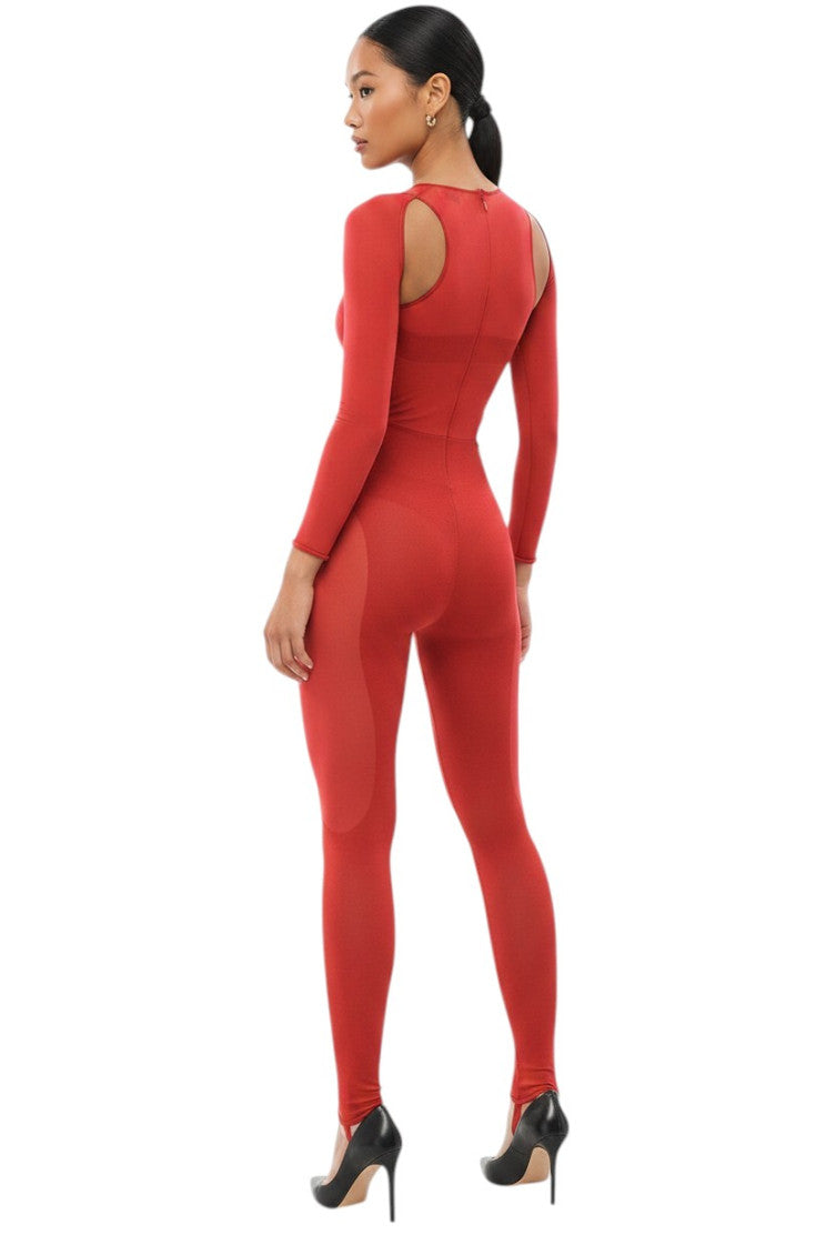 Red Round Neck Full Length Dress 2