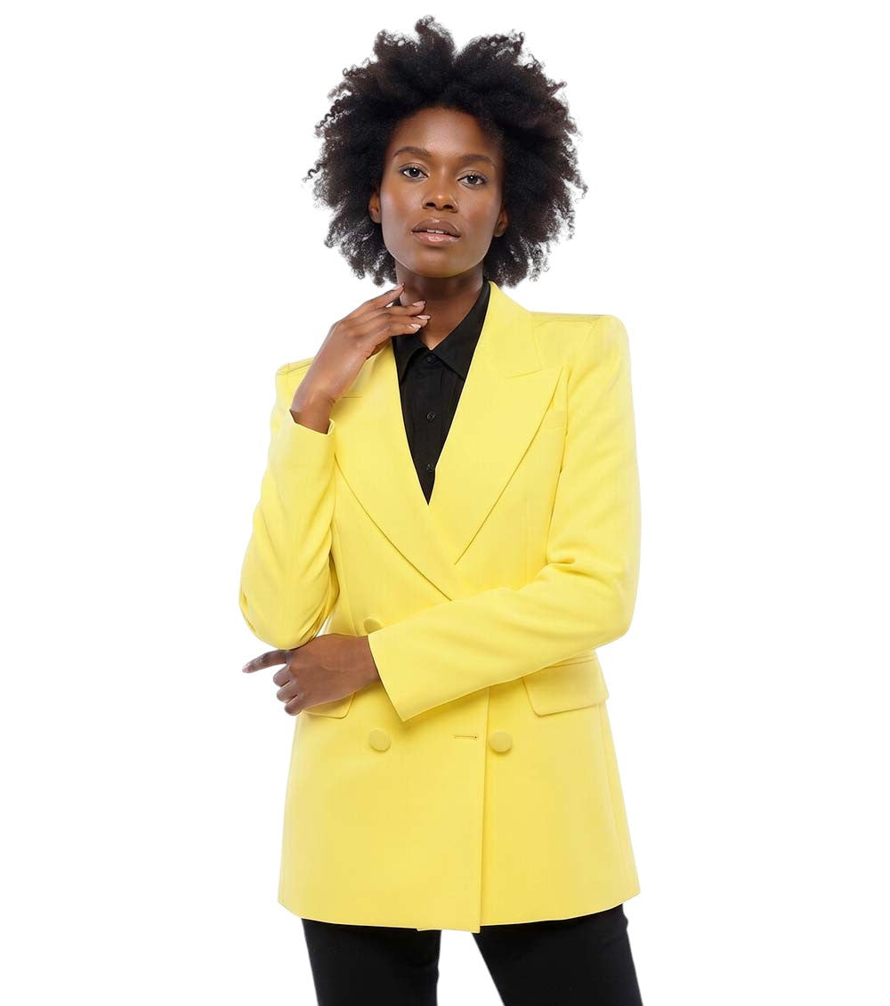 Yellow Peaked Lapel Blazer 1