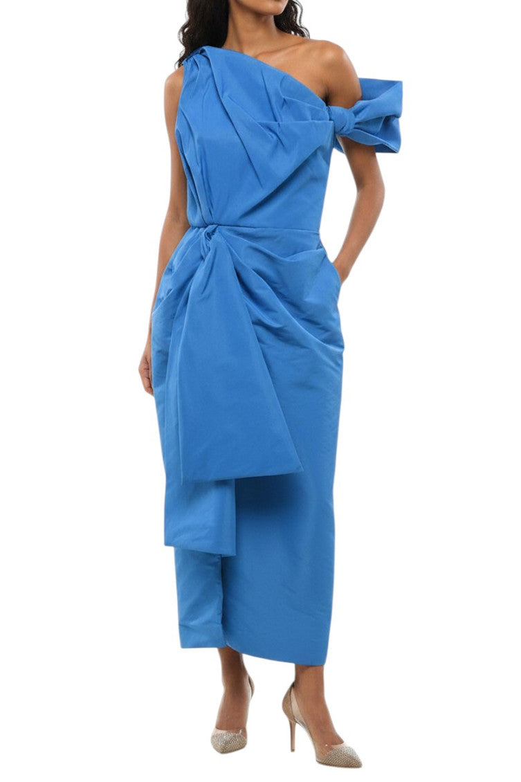 Blue One Shoulder Midi Dress 1