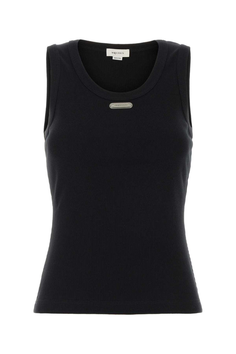 Black Logo Round Neck Top 1