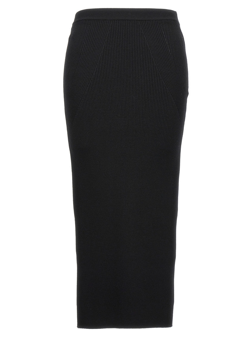 Black Textured Midi Skirt 1