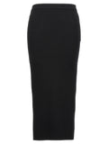 Black Textured Midi Skirt 1