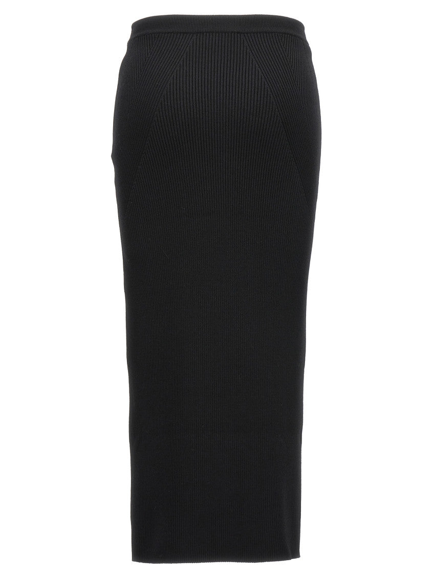 Black Textured Midi Skirt 2