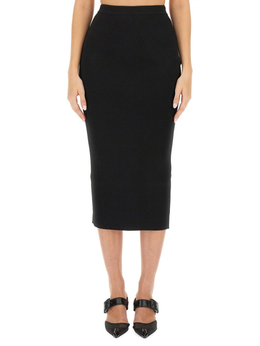 Black Textured Midi Skirt 3