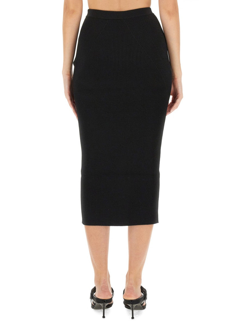 Black Textured Midi Skirt 4