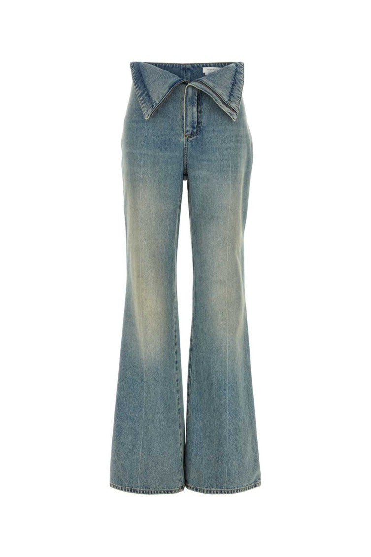 Blue Flared Flat Front Pant 1