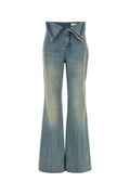 Blue Flared Flat Front Pant 1