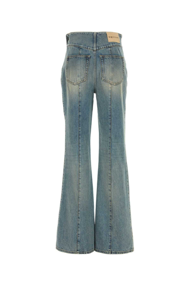 Blue Flared Flat Front Pant 2