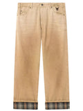 Beige Straight Mid Rise Jeans 1