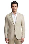 Beige Notched Lapel Blazer 1