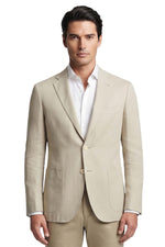 Beige Notched Lapel Blazer 1