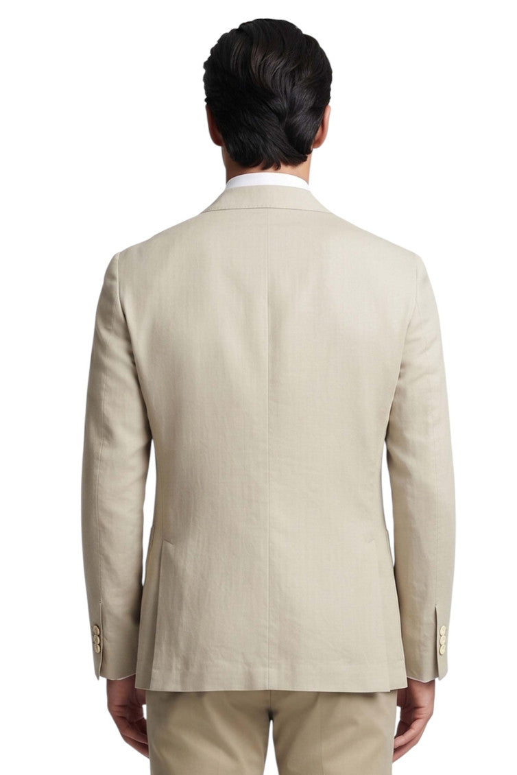 Beige Notched Lapel Blazer 2